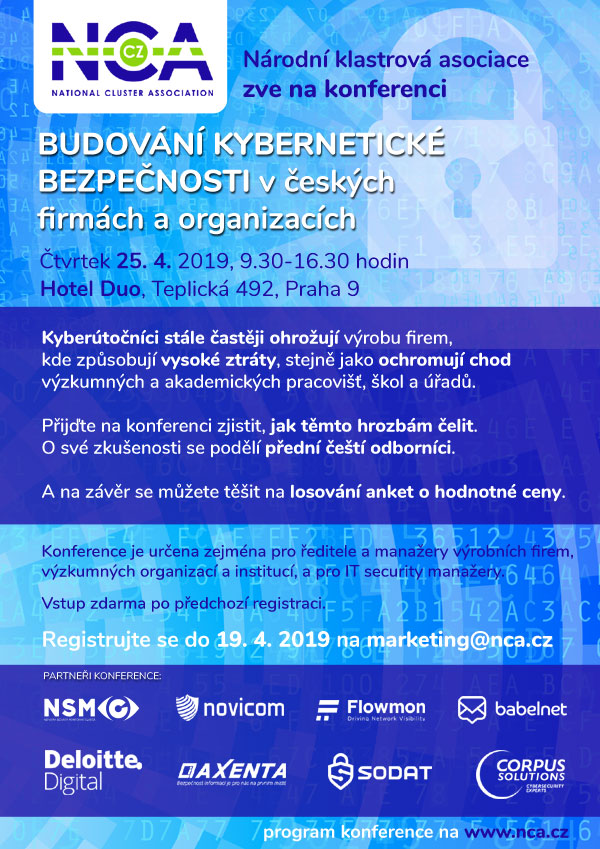 Pozvánka na konferenci BUDOVÁNÍ KYBERNETICKÉ BEZPEČNOSTI